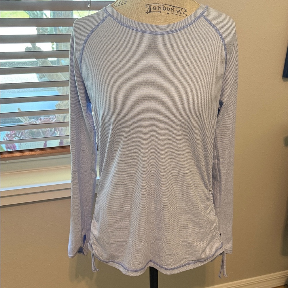 LUCY Purple and white striped athletic Long-Sleeve Womens Top